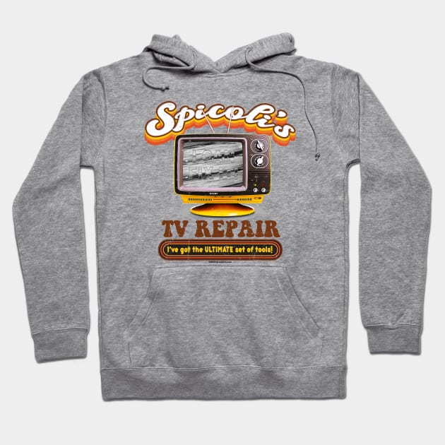 Spicoli's TV Repair Hoodie by Drew Blood Designs